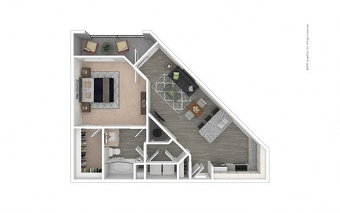 Floor plan for 1 bed, 1 bath, 815 sqft